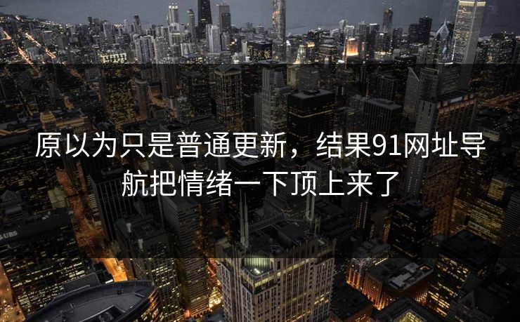 原以为只是普通更新，结果91网址导航把情绪一下顶上来了