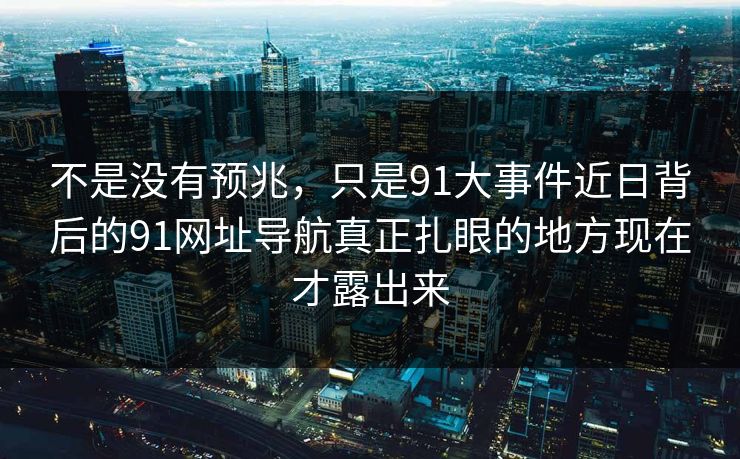 不是没有预兆，只是91大事件近日背后的91网址导航真正扎眼的地方现在才露出来