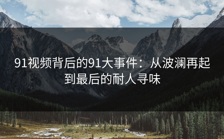 91视频背后的91大事件：从波澜再起到最后的耐人寻味
