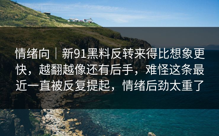 情绪向｜新91黑料反转来得比想象更快，越翻越像还有后手，难怪这条最近一直被反复提起，情绪后劲太重了