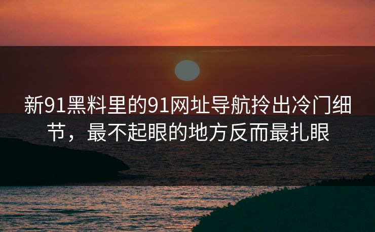 新91黑料里的91网址导航拎出冷门细节，最不起眼的地方反而最扎眼