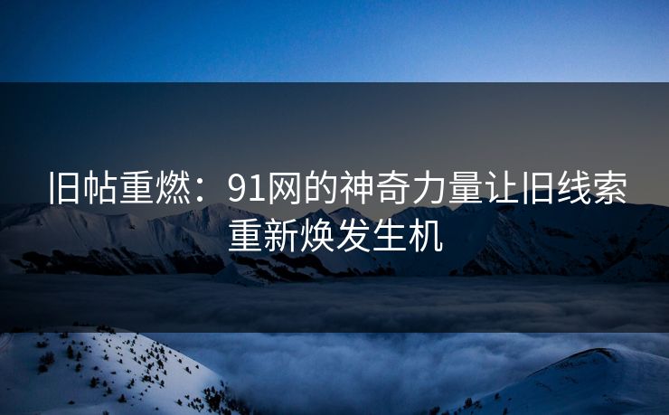 旧帖重燃：91网的神奇力量让旧线索重新焕发生机