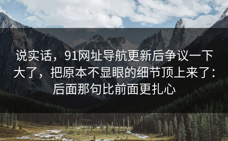 说实话，91网址导航更新后争议一下大了，把原本不显眼的细节顶上来了：后面那句比前面更扎心