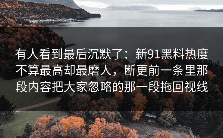 有人看到最后沉默了：新91黑料热度不算最高却最磨人，断更前一条里那段内容把大家忽略的那一段拖回视线