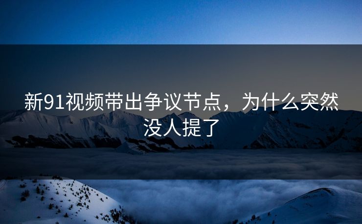 新91视频带出争议节点,为什么突然没人提了 新91视频带出争议节点,为什么突然没人提了
