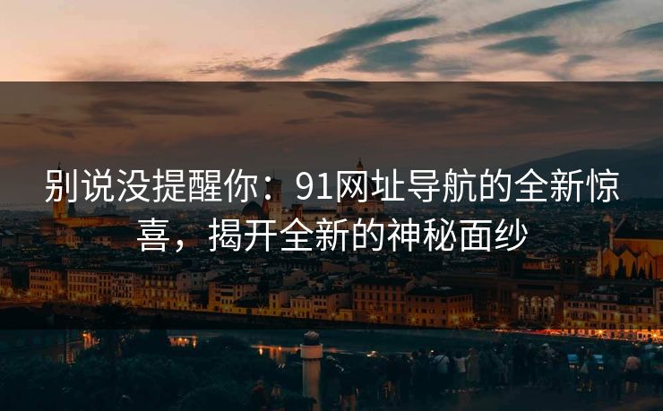 别说没提醒你：91网址导航的全新惊喜，揭开全新的神秘面纱