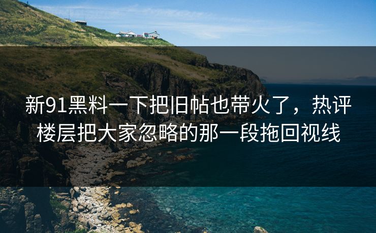 新91黑料一下把旧帖也带火了，热评楼层把大家忽略的那一段拖回视线